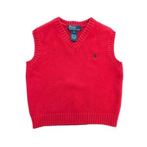 Polo Ralph Lauren Boys 100% Cotton Preppy Sweater Vest in Red Size 5T Size 5